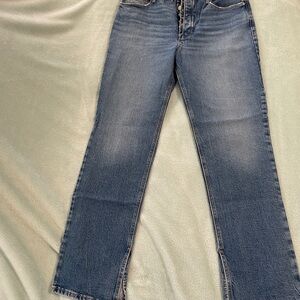 Good American Straight Leg High-Rise Jeans in Faded Blue